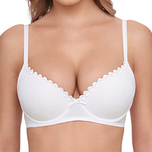 SUSA Dirndl Push Up BH 8025 mit Bügel & zierlicher Schleife - Größe 90E - Dirndl-BH mit Push-Up-Schale & verstellbaren Trägern - Hochwertige Materialien - Bequem & elegant - Ökotex zertifiziert - Weiß
