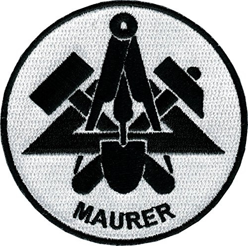 JOB Stick-Aufnäher Patch Zunft Emblem Wappen Maurer Ø 8 cm schwarz/weiß