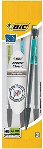 BIC Matic Original Porte-Mines 0,7 mm HB - Couleurs Assorties, Pochette de 3
