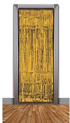 Gold Tinsel Doorway Curtain, (240 x 94 cm) 1 Pc. - Vibrant Design, Perfect Accessory for Christmas Parties, Weddings, Celebrations, Events, & Home Decor Halloween