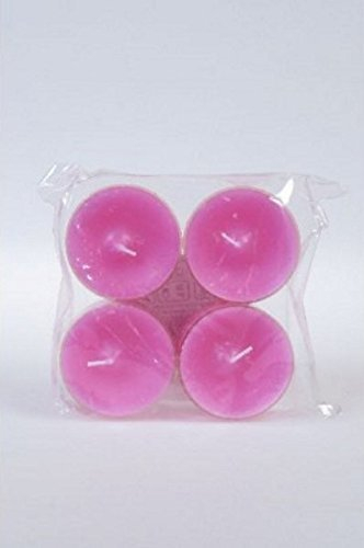 4 original Dänische Maxi Teelichter ohne Duft im Acryl-Cup farbig durchgefärbt pink