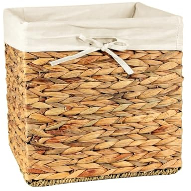 Casâme Cube de Rangement en Jacinthe d'eau Tressée - Pliable - avec Housse Amovible - Couleur Naturelles Panier Pliable - pour Vêtements, Jouets - L32 x P32 x H32 cm