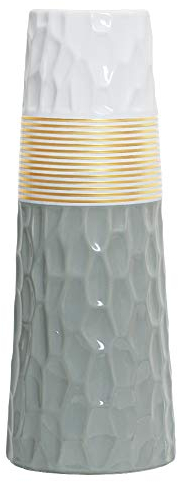 28cm Grau weißes Gold Vase Keramik Vasen Blumenvase Deko Dekoration