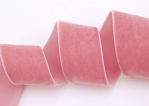 finemark Elastisches Samtband Rosa (257) 1 m x 36 mm METERWARE Stretch Velour extrem dehnbar einseitig Samt 20% Elasthan zum nähen
