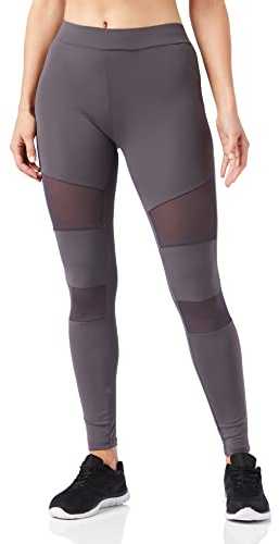 Urban Classics Damen Ladies Tech Mesh Leggings Leggings, Dark Grey, 4XL