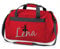 Sporttasche mit Namen | Personalisieren & Bedrucken | Motiv Ballett-Tänzerin | Reisetasche Umhänge-Tasche für Mädchen | inkl. Namensdruck (rot)