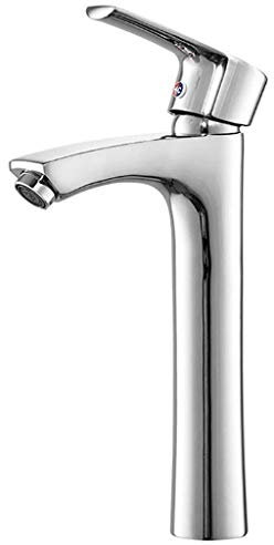 Hot Cold Bacino Alto rubinetto del bagno Lavabo da appoggio accentuando E lungo rame monoforo montato piattaforma bagno Lavello Miscelatore rubinetto