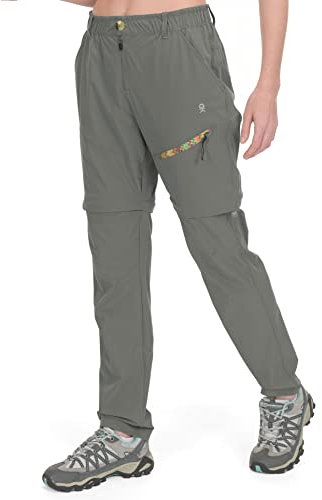 Little Donkey Andy Damen Zip-Off Wanderhose Leichte Schnell Trockend Cabrio Outdoor Trekkinghose Abnehmbar Sommer Funktionshose UPF 50＋ Grau Grün XS