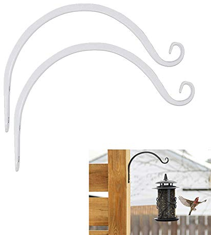 Blumenampel Halterung, 2 Stück Metall Wandhaken für Blumenampel Wandhalterung Hängeampel Draußen Gusseisen Blumenampelhalter Garten für Zaun Blumenampel Groß, Hängekörbe, Windspiele, Laternen (Weiß)
