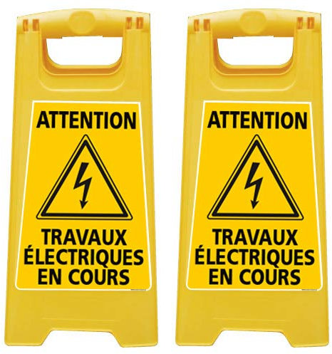 Lot de 2 Chevalet de signalisation - Attention Travaux Electriques en Cours - Dimensions 600x300mm