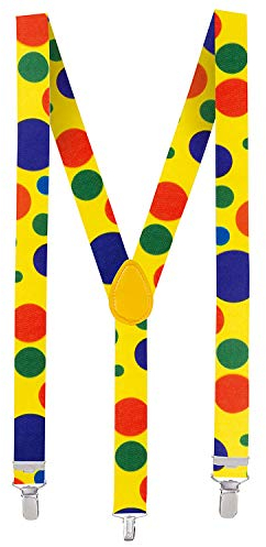 NET TOYS Bunte Hosenträger mit Punkten Clown - Knalliges Unisex-Accessoire Narren-Kostüm - Wie geschaffen für Fasching & Kostümfest