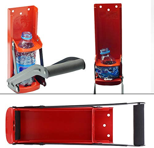 Kuuleyn Broyeur de canettes, concasseur de Bouteilles, Outil de Recyclage de Bouteilles en Plastique avec poignée en Caoutchouc en Acier Rouge 500ML avec ouvre-boîte
