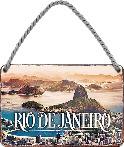 schilderkreis24 Blechschilder Kollektion 18x12cm – Städte-Motive aus aller Welt: Dekoration & Geschenkidee für Weltenbummler (Rio de Janeiro)