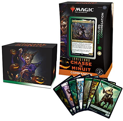 Magic: The Gathering- Deck Commander Innistrad: Midnight Hunt-Marcadores y congregación, Color Verde/Blanco (Wizards of The Coast C89601010)
