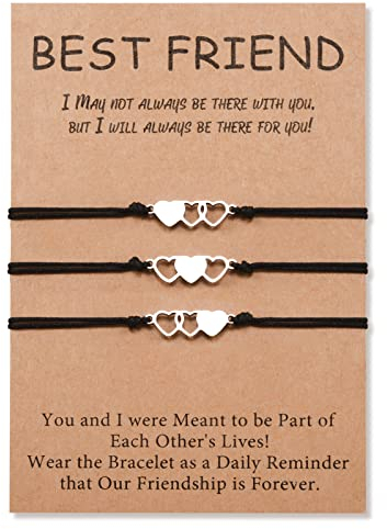 VU100 3 Stück Freundschaftsarmband Long Distance Adjustable Gift Matching Promise Bracelet Geeignet für beste Freunde Paar Schwestern Familie Damen