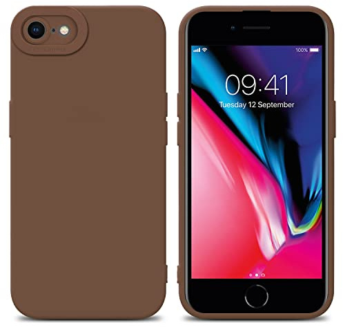 Cadorabo Hülle kompatibel mit Apple iPhone 7 7S 8 SE 2020 Schutzhülle TPU Silikon Case Liquid Design mit Kameraschutz Slim Kratzfest Gummi Case Hülle für iPhone 7 7S 8 SE 2020 in Braun