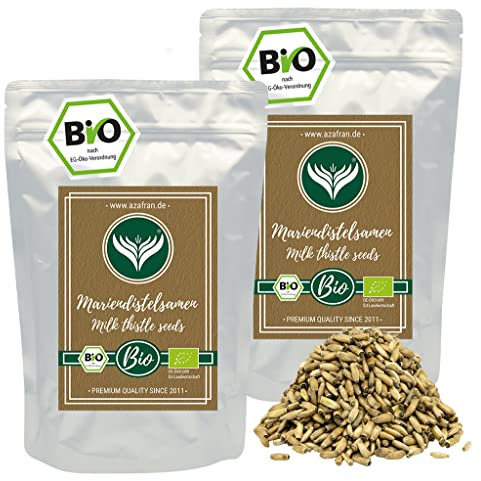 Azafran BIO Mariendistelsamen ganz, Mariendistel Saat Distel Tee, Milchdistel Samen 1 kg
