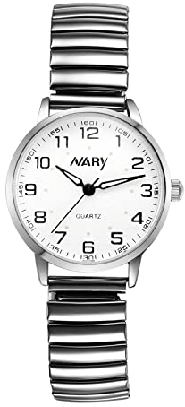 JewelryWe Uhren Damen Analog Quarz 30 wasserdichte Armbanduhr Klassisch Einfach Elastisch Legierung Armband Geschäfts Beiläufige Uhr Damenuhr mit Digital Zifferblatt Silber