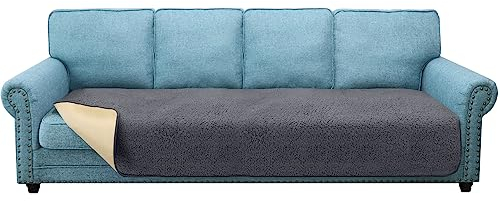 Granbest Super Weiche Dicke Sofa Sitzkissen Bezüge, rutschfeste Sitzbezüge für 4-Sitzer Sofa, Sofa Kissen Schutz für Haustiere (4-Sitzer, Grau)