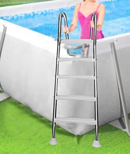 BOTOWI Above Ground Pool Ladder Pool Entry System Load 500lb, 4 Step Steel Pool Ladder for Above Ground Swimming Pool, Multi-Use Pool Step Ladder with Handgrip and Anti-Slip Wide Pedal