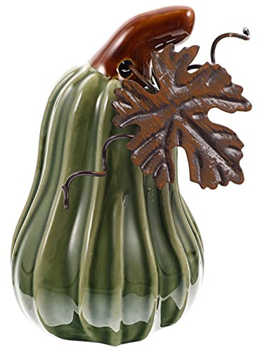 Artibetter Ornamenti Di Zucca Autunnali - Decorazione Verde Del Ringraziamento - Figurina D'epoca Realistica In Ceramica Mini