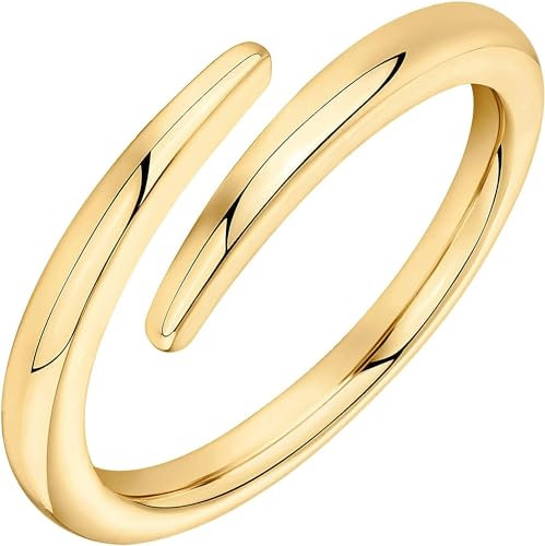 aesdox 14K Vergoldet Kubik Zirkonia Offen Twist Ewigkeitsband Umarmungsringe für Frauen, Farbe Gold, Ringgröße 17.25