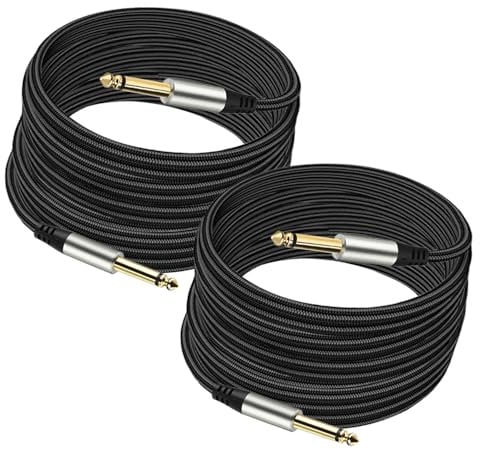 Tavsou Pack of 2 Guitar Cables 1/4 Inch Instrument Cable with 6.33mm Straight TS Jack (5 M - 2 Pack)
