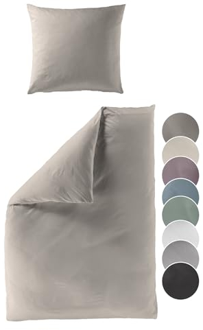 liebling Satin Bettwäsche Taupe, 1 x Bettbezug 135 x 200 cm + 1 x Kissenbezug 80 x 80, Bettzeug aus 100% seidig weicher Baumwolle, 60 Grad, Ökotex Made in Green