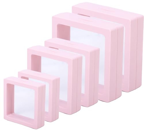 Eterspr 6 Rosa Transparenter Displayrahmen, 3D Schwebende Displayrahmen, Zur Präsentation Kleiner Sammlerstücke wie Schmuck, Münzen, Briefmarken, Medaillen usw