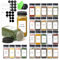 ComSaf 24Pcs 4oz/120ml Glass Spice Jars with Shaker Lids, 93 Labels, a Handy Funnel, a Pepper Grinder, Empty Spice Containers and Square Spice Bottles for Kitchen and Seasoning