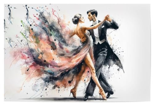 artboxONE Poster 30x20 cm Musik Tanzendes Paar in Aquarell E - Bild aquarell Ballett bunt