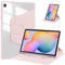 A-BEAUTY Funda Compatible con Samsung Galaxy Tab S6 Lite 10.4 2024/2022/2020 con S Pen Soporte, Auto Activación/Reposo, Cubierta Giratoria 360°, Parte Trasera Transparente, Rosa