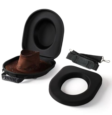 rokeblau Estuche de almacenamiento para sombreros de vaquero, sombrero panamá enrollable de paja de ala ancha, sombrero de playa Fedora, Negro -, Large