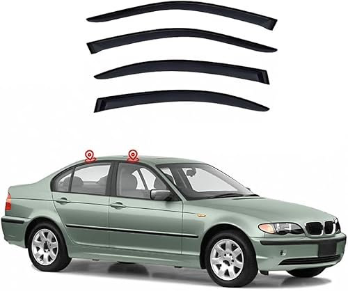 JingJiangBo Auto Windabweiser Set für BMW 3 Series E46 1997-2004, seitenscheiben Windabweiser Abweisend Regenschutz Zubehör.