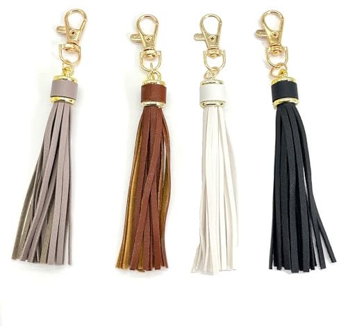 OHYER quasten anhänger Quasten Schlüsselanhänger mit PU Leder DIY Handwerk Schmuckherstellung Quasten AutoschlüsselHandyhülle Dekoration Damen Leder Tasche Schlüsselanhänger Accessoires (4)