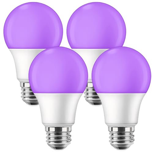 4 Stück UV Schwarzlicht Glühbirne, 9W E27 LED UV Glühlampe, 385-400nm Black Light Bulb, Schwarzlichtlampe UV Leuchtmittel E27 Glühlampe UV Beleuchtung Partylicht für Party, Keller, Disco, Club, Bar
