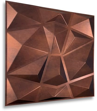 3D Paneele 50x50cm PVC Kunststoffpaneele Wandpaneele Gaming Zimmer Wand Decke 3D Optik 8 Stück 2m² PVC 3D Platten D094 Kupfer