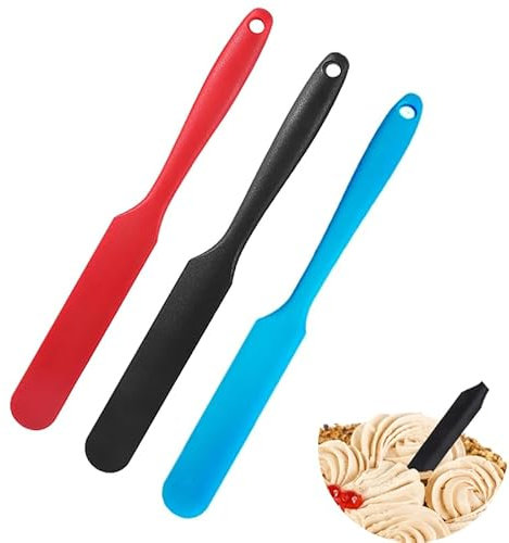 3 Pièces Ustensiles de Cuisine Spatule Patisserie Spatule en Silicone pour Bocaux Grattoir à Bocaux Flexible Résistant à la Chaleur Avec Manche Long et Fin pour Gratter les Sauces MéLanger le Levain