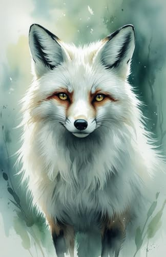 Watercolour White Fox Notebook: 100 Lined Pages