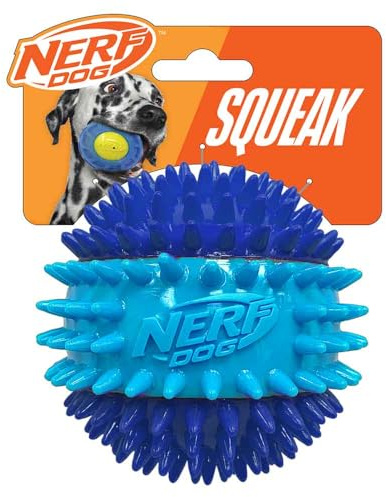 Nerf Dog 3.7in TPR 3-Part Spike Squeak Ball Dog Toy - Dark Blue/Light Blue