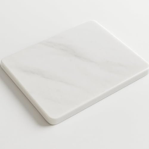 Marble Table - Planche à découper en marbre blanc 40 x 30 cm | Élégant, brillant, naturel | Idéal pour fromages, sushi, charcuterie, apéritifs | Arredo Table design