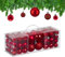 Relaxdays Weihnachtskugeln im 76er Set, Kunststoff, glitzernde, Matte, glänzende Baumkugeln, Christbaumschmuck, rot