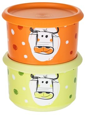 Generisch TW Bingo Dose 575 ml Grün + 575 ml Orange Kuh Farm Motiv Trockenvorrat Vorrat Behälter Lebensmittelbehälter Keksdose Brotdose (inkl. Geschenk-Artikel)