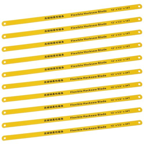 Hacksaw Blade 10 Pack 12 Hacksaw Replacement Blades Set 18T - 24T Carbon Steel Saw Blades with High-Speed Steel Teeth Jig Saw Blade fits Most Hacksaws Frames