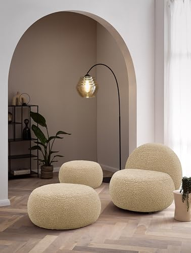 DOMO. collection Polsterhocker Cascas, Hocker, rund, Füße mit Filzgleitern, Fußhocker, 85 x 85 x 35 cm (BxTxH), Taupe (braun),