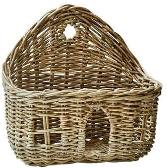 Loberon Hauskörbchen Tinytreasure - Handgeflochten - Fördert Spielerische Ordnung - Hängekorb für die Wand - Ordnungshelfer - Aufbewahrung - Rattan, braun