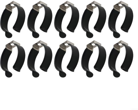 Fauhapyway 10 Pack U-Shaped LED Tube Clamps, Stainless Steel Mounting Brackets with Non-Slip Pads for Fluorescent Light Replacement, 38-52mm, Black.(43-45mm)