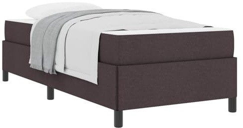 XHNIFBN Boxspringbett 90x200 cm Dunkelbraun Stoff Holzrahmen Federkernmatratze Einzelbett