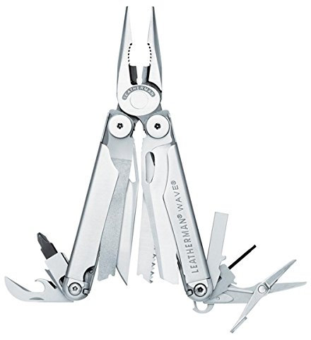 Leatherman Wave - Herramienta multiuso con 17 usos. Funda nylon y cuero