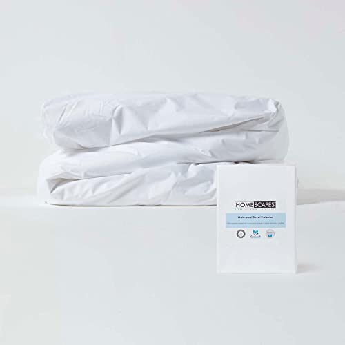 HOMESCAPES King Size Waterproof Duvet Protector Hypoallergenic Anti Dust Mite Washable Protector Oeko-Tex Certified Soft & Breathable with Zip Closure